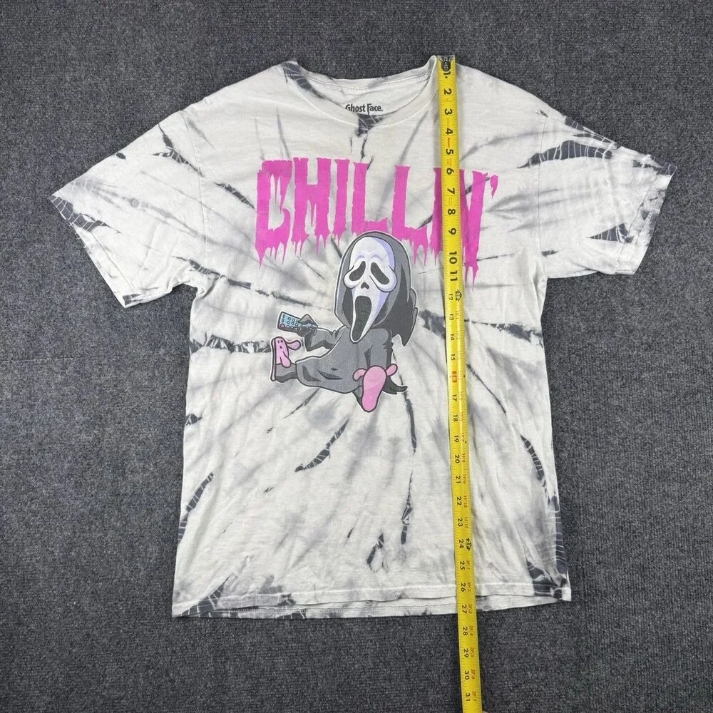 GHOSTFACE SCREAM BUNNY SLIPPERS CHILLIN - SMALL GRAY TIE-DYE T-SHIRT K313